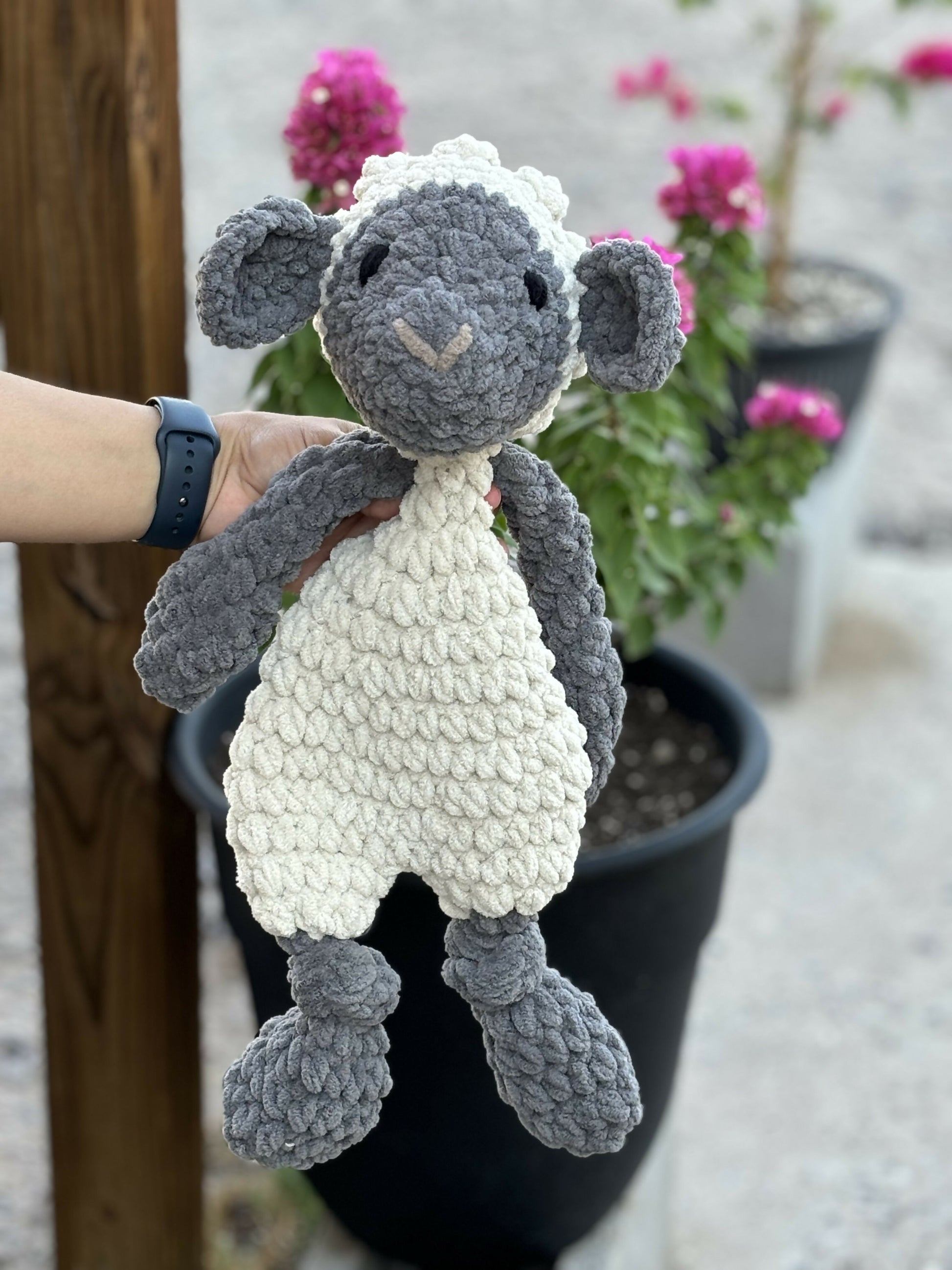 crochet snuggler lamb